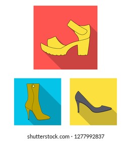 Vector illustration of heel and high symbol. Set of heel and stiletto stock vector illustration.