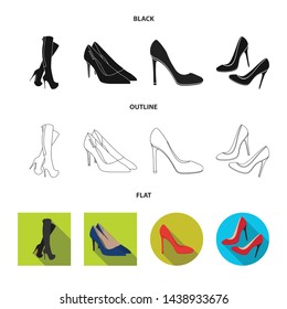 Vector illustration of heel and high symbol. Collection of heel and stiletto vector icon for stock.