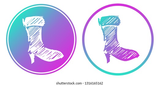 Vector Illustration of Heels Shoes with Gradient Circle Blue and Violet. Logo, Sticker and Icon for Graphic Design.