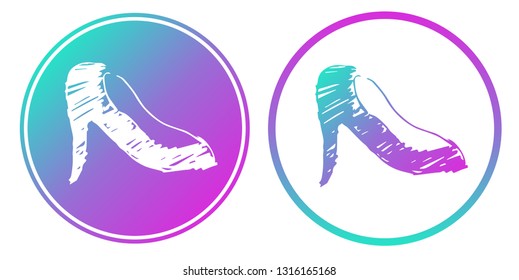 Vector Illustration of Heels Shoes with Gradient Circle Blue and Violet. Logo, Sticker and Icon for Graphic Design.