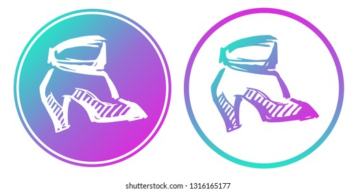 Vector Illustration of Heels Shoes with Gradient Circle Blue and Violet. Logo, Sticker and Icon for Graphic Design.
