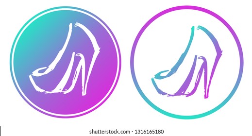 Vector Illustration of Heels Shoes with Gradient Circle Blue and Violet. Logo, Sticker and Icon for Graphic Design.