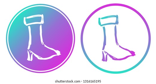 Vector Illustration of Heels Shoes with Gradient Circle Blue and Violet. Logo, Sticker and Icon for Graphic Design.