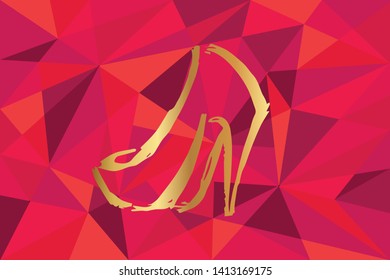 Vector Illustration of Heels Shoes Icon with Red Polygon and Geometric. Graphic Design for Template, Layout, Background, Poster and More. 