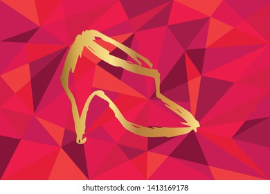 Vector Illustration of Heels Shoes Icon with Red Polygon and Geometric. Graphic Design for Template, Layout, Background, Poster and More. 