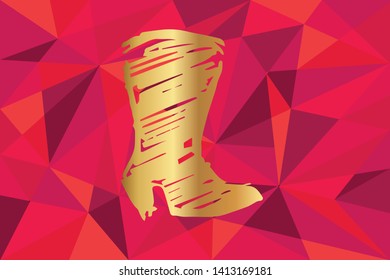 Vector Illustration of Heels Shoes Icon with Red Polygon and Geometric. Graphic Design for Template, Layout, Background, Poster and More. 