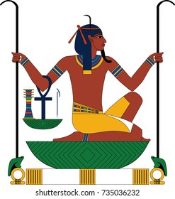 Vector illustration of Heh, ancient Egyptian god of eternity