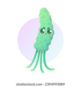 Vector illustration of a Helicobacter Pylori bacteria in cartoon style.