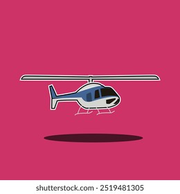 Vector illustration of a helicopter, featuring detailed rotor blades and a sleek body design. Ideal for microstock, this graphic captures the dynamic essence of aviation, perfect for use in travel.