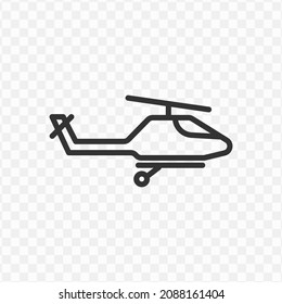 Vector illustration of helicopter gunship icon in dark color and transparent background(png).