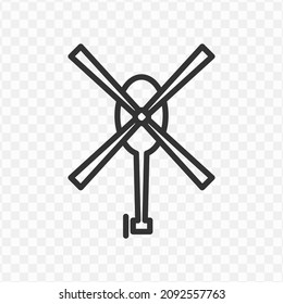 Ilustración vectorial del icono del helicóptero en color oscuro y fondo transparente (png).