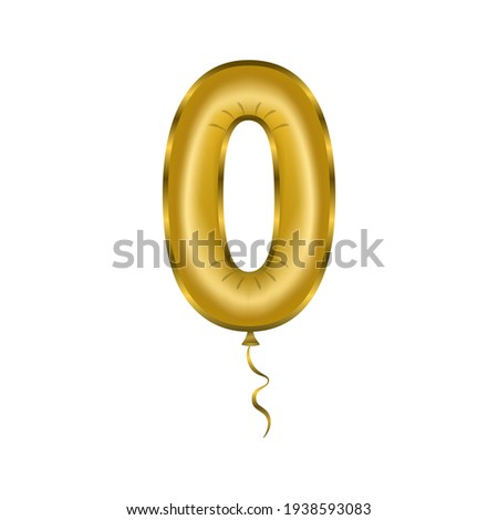Vector illustration of helium balloon number 0 for holiday decoration.