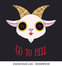 Vector illustration with a hellish goat, postcard.