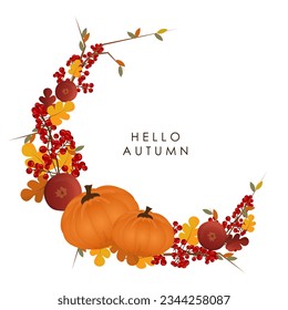 Ilustración vectorial. Hola otoño, de vuelta a la escuela. Elemento decorativo, composición.