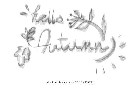 Vector illustration of "Hello Autumn" lettering text isolated on white background. Hello autumn sign. Calligraphy hand written hello autimn script.