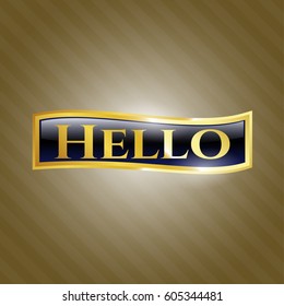 Vector Illustration of Hello gold badge in maroon color
