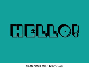Vector Illustration : Hello. Lettering for banner, poster and sticker concept with text Hello. Icon message Hello on white background. Simple logo for banner, poster, web.