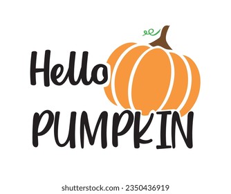 vector illustration of a hello pumpkin