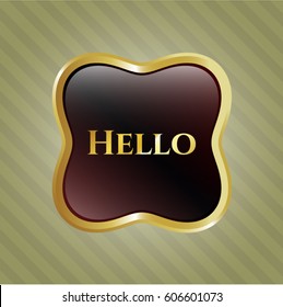 Vector Illustration Of Hello shiny emblem
