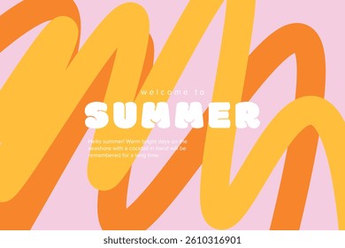 Vector illustration. Hello summer, abstract background, banner, cover. Modern design. Lines, color background.