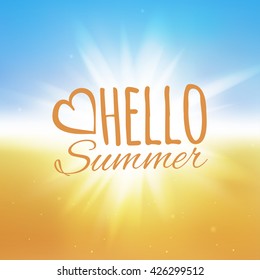 Vector Illustration Hello Summer Beach Sun Stock Vector (Royalty Free ...