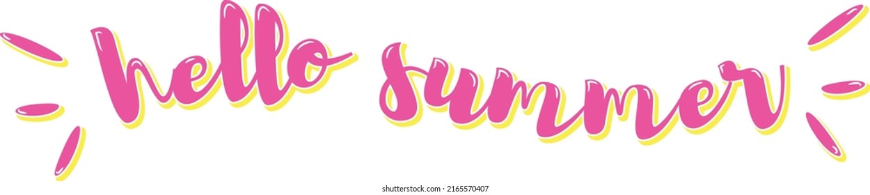 Vector illustration: Hello summer lettering. Isolated on white background.