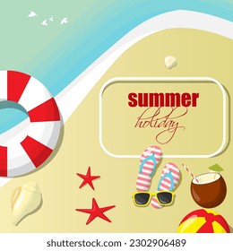 Vector illustration of Hello Summer social media story feed mockup template