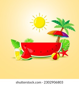 Vector illustration of Hello Summer social media story feed mockup template