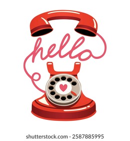 Vector illustration of HELLO with telephone