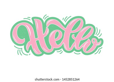 Vector Illustration Hello Text Cards Stickers Stock Vector (Royalty ...