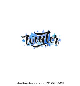 Vector illustration: Hello Winter elegant modern brush lettering isolated on white background.