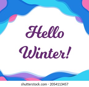 Vector illustration of hello winter. The New Year rush. Winter atmosphere. 