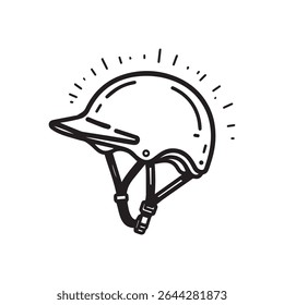 vector illustration of a helmet doodle.