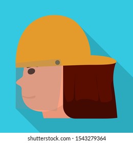 Vector illustration of helmet and fireman symbol. Web element of helmet and man stock symbol for web.