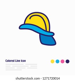Vector illustration of helmet icon colored line. Beautiful extra element also can be used as hardhat icon element.