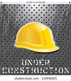 vector illustration with helmet on perforated metal plate