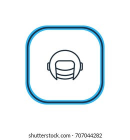 Vector Illustration Of Helmet Outline. Beautiful Fitness Element Also Can Be Used As Racer Hat Element.