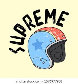 VECTOR ILLUSTRATION OF A HELMET, SLOGAN PRINT VECTOR