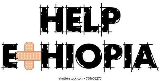 Vector Illustration to Help Ethiopia, one of the poorest countries in the world.