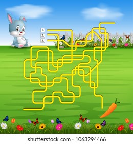vector illustration of Help the rabbit to find the carrot