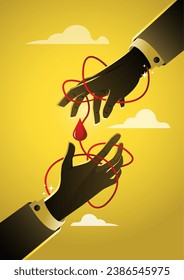 Vector illustration of helping hand in Donor Blood For World Blood Donor Day. Business concept 