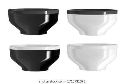 
Vector illustration of a hemispherical bowl. Realistic image of ceramic dishes. Asian style cookware.