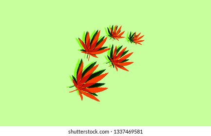  vector illustration -  hemp leaves