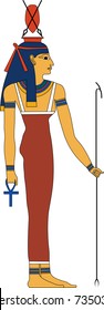 Vector illustration of Hemsut, ancient Egyptian goddess of fate