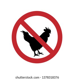 Vector illustration of hen ban mark on a white background. Symbol of animal, vegetarian, vegan, no meat,no egg, no poultry.