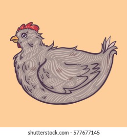 vector illustration with hen on beautiful background