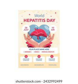 Ilustración vectorial del volante del día de la hepatitis