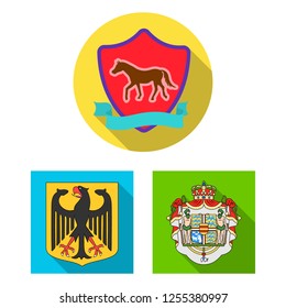 Vector illustration of heraldic and crown icon. Collection of heraldic and arms vector icon for stock.