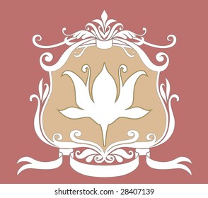 Vector Illustration of Heraldic frame with floral Decorative ornament