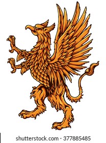 Vector Illustration Of Heraldic Griffin Coat Of Arms